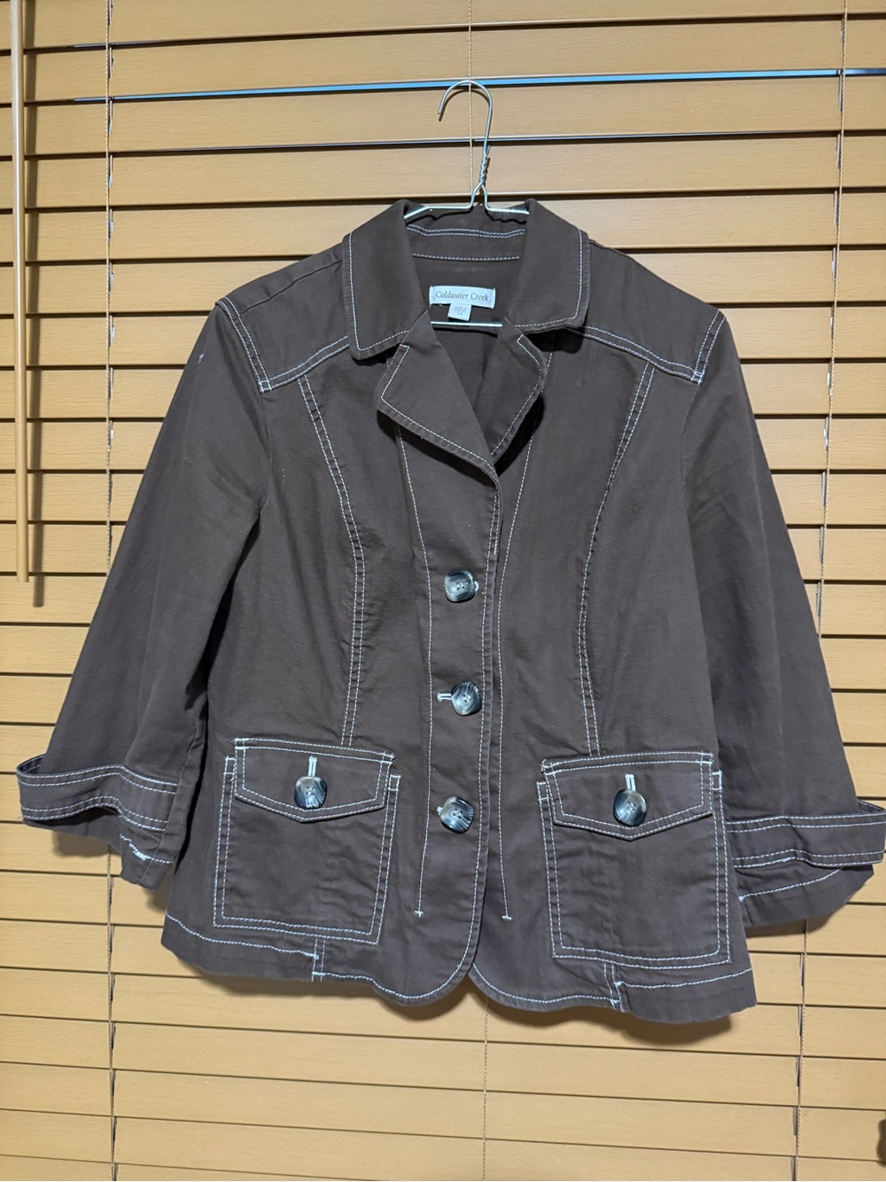 Coldwater Creek Women’s Size 14 Brown Stretch Contrast Stitch Jacket